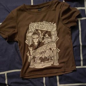 Brown Graphic Crop Top